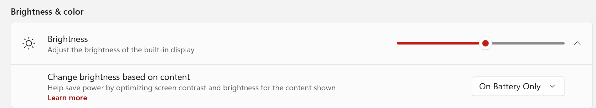 Display brightness settings